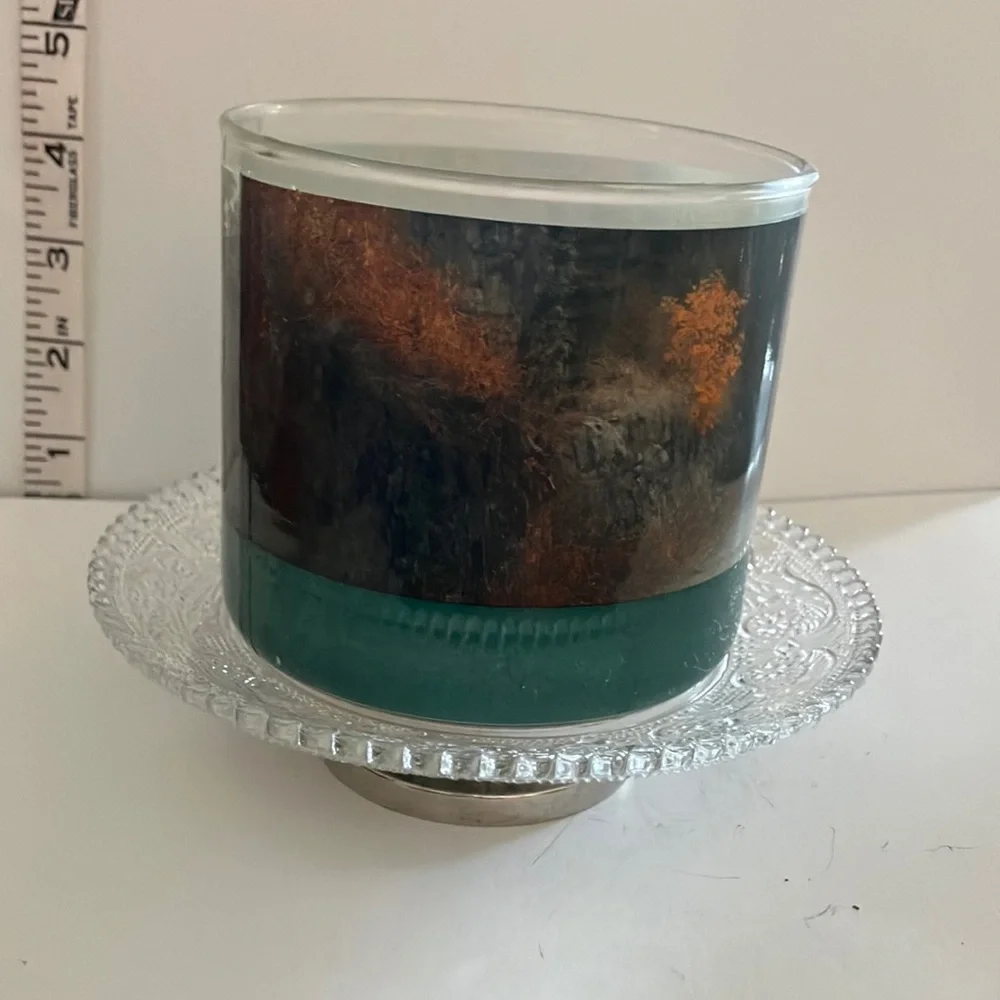 Silver Plated Pedestal‎ Stand Glass Top for Serving or Candle Holder